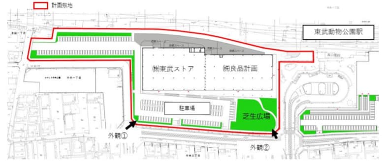 東武動物公園駅西口 商業施設 平面図