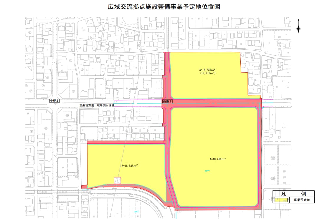 イオンタウン岐阜北方 広域交流拠点施設整備事業予定地位置図